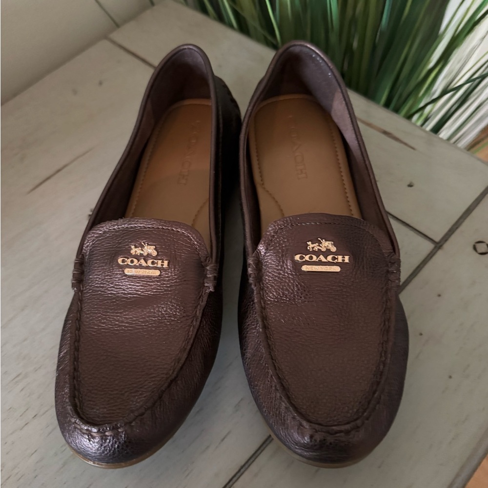 ‼️SOLD‼️Coach Women's Metallic Brown Leather Loafers